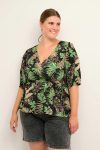 Kvinder Bluser & Skjorter | Kaffe KCLIA BLUSE Green/Black/Violet Palm Print
